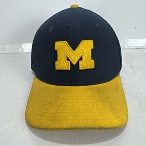 Nike Michigan Wolverines Classic99 Dri-Fit Fitted One Size Hat Yellow Distressed